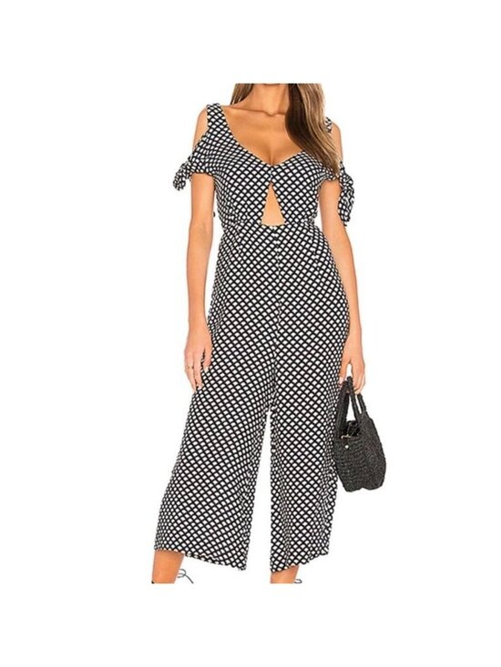 FARM Rio Pants - Farm Rio Women's Polkadot Small Jumpsuit Festival Summer Wide Leg Sporty Cutesy
